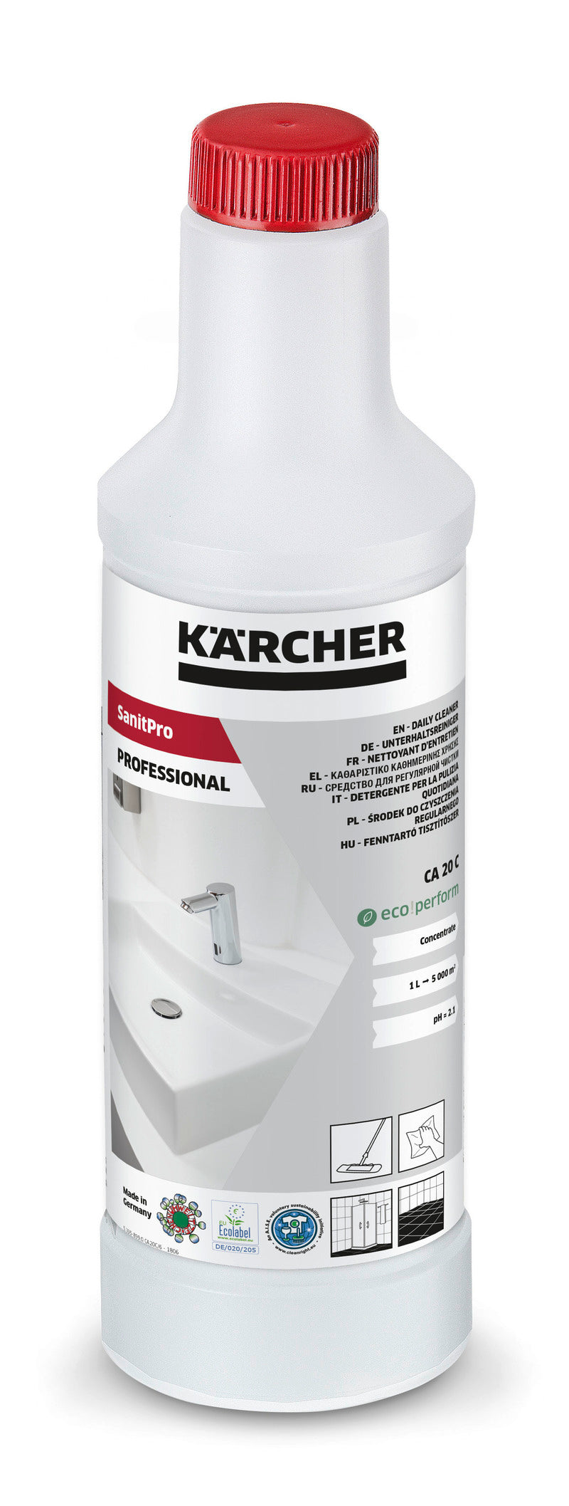 SanitPro Leerflasche, Unterhaltsreiniger CA 20 C-D eco!perform, 0.5 L