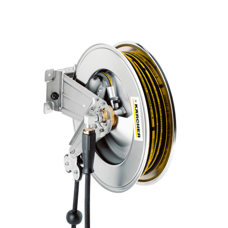 Automatische Schlauchtrommel, Edelstahl inkl. Schwenkhalter, 20 m